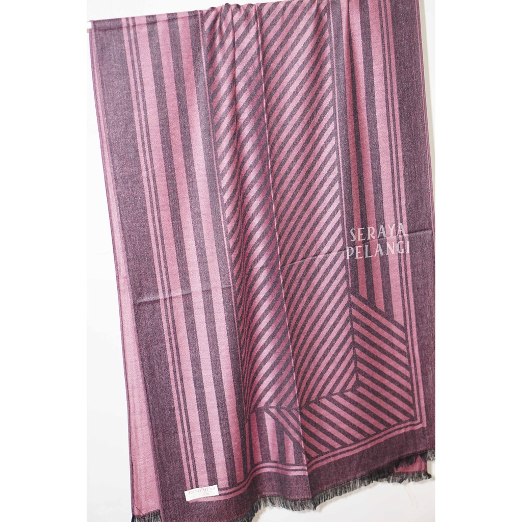 Pashmina Cashmere Motif A02 | Garis | Selendang | Scarf | Syal | Shawl | Pasmina Kashmir | Souvenir | Hadiah Ulang Tahun | Birthday Gift | Aksesoris Fashion Wanita | Import Quality | Grosir Murah