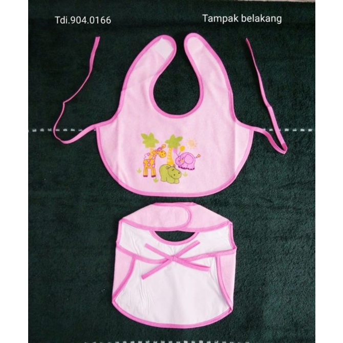 Tadah iler bayi / slebber bayi plastik perekat tali / celemek makan bayi