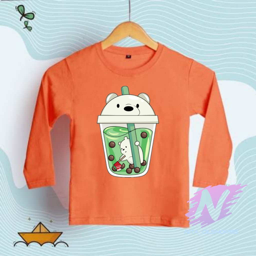 KAOS ANAK LENGAN PANJANG ANIMASI BOBA WE BARE BEARS