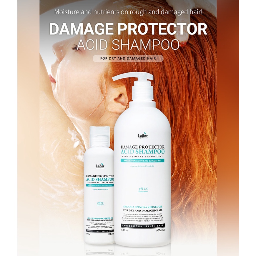 LADOR Damage Protector Acid Shampoo - Shampo Nutrisi Perawatan Rambut Rusak Berwarna Smoothing