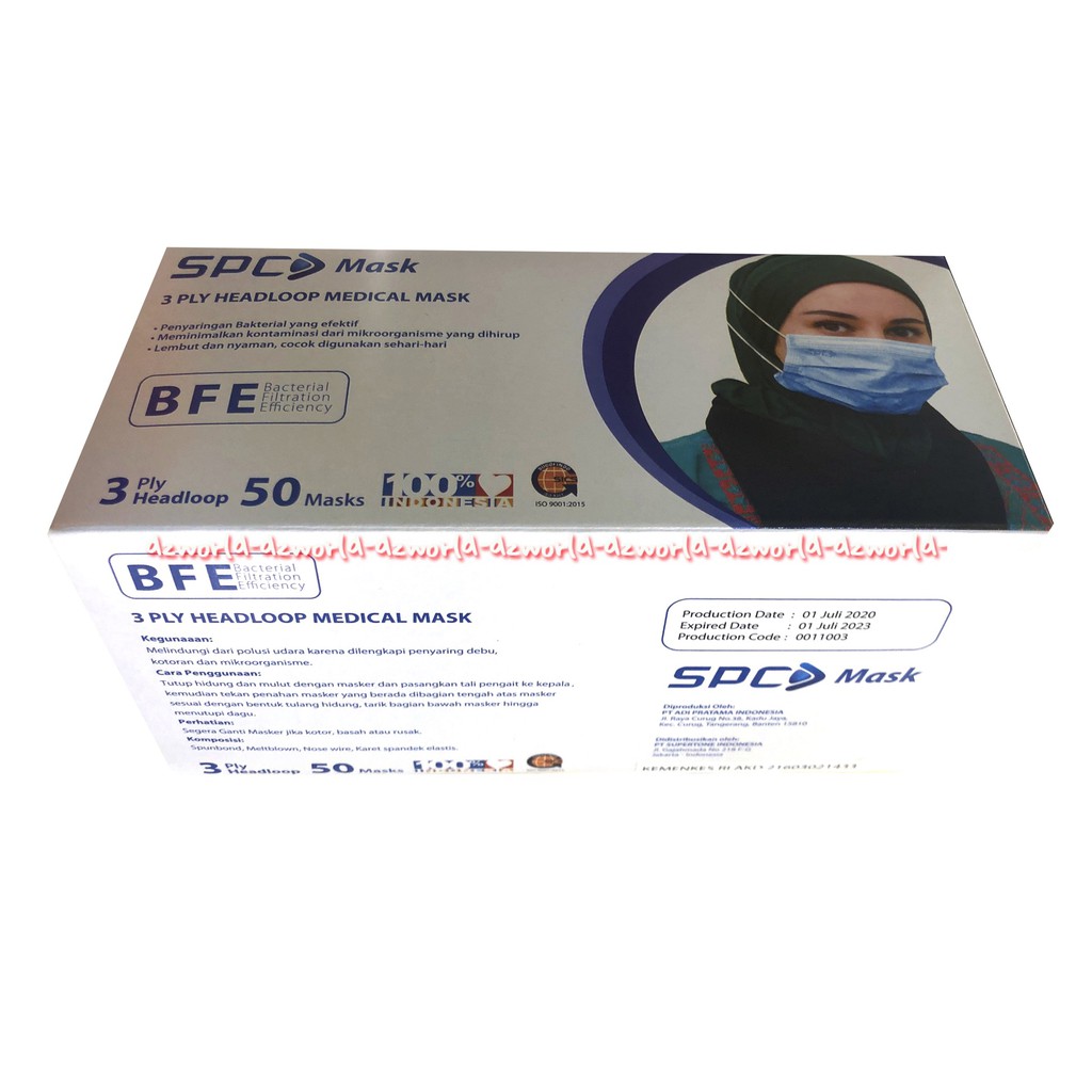 SPC Mask 3Ply medical Mask 50Pcs Masker Medis Jilbab Tali