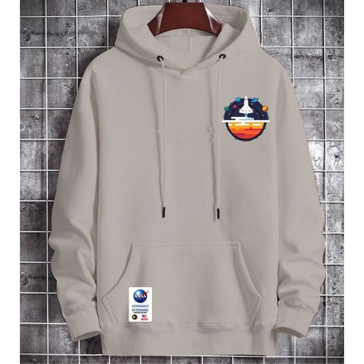 Sweater Hoodie NASA New Autentic pria wanita terbaru bahan fleece tebal