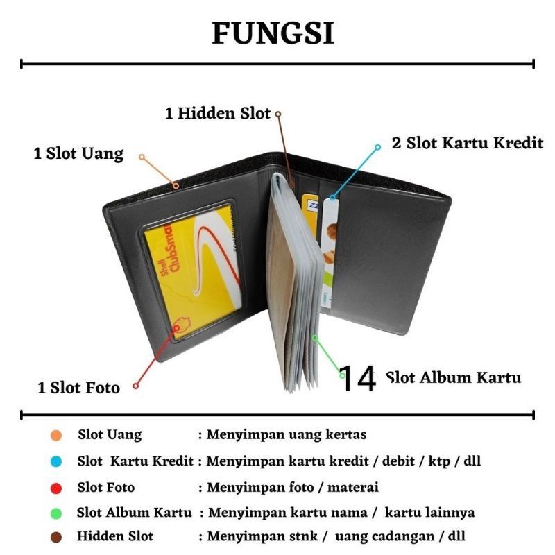 Dompet Kartu 18 in 1 Card Holder + slot uang kulit sintetis dompet kartu kredit elegan