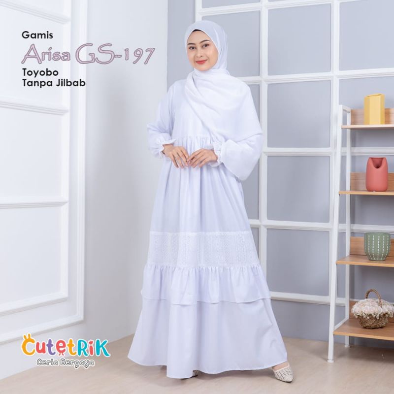 Gamis putih / gamis couple ibu dan anak / gamis kekinian  / baju muslim perempuan / baju manasik haj