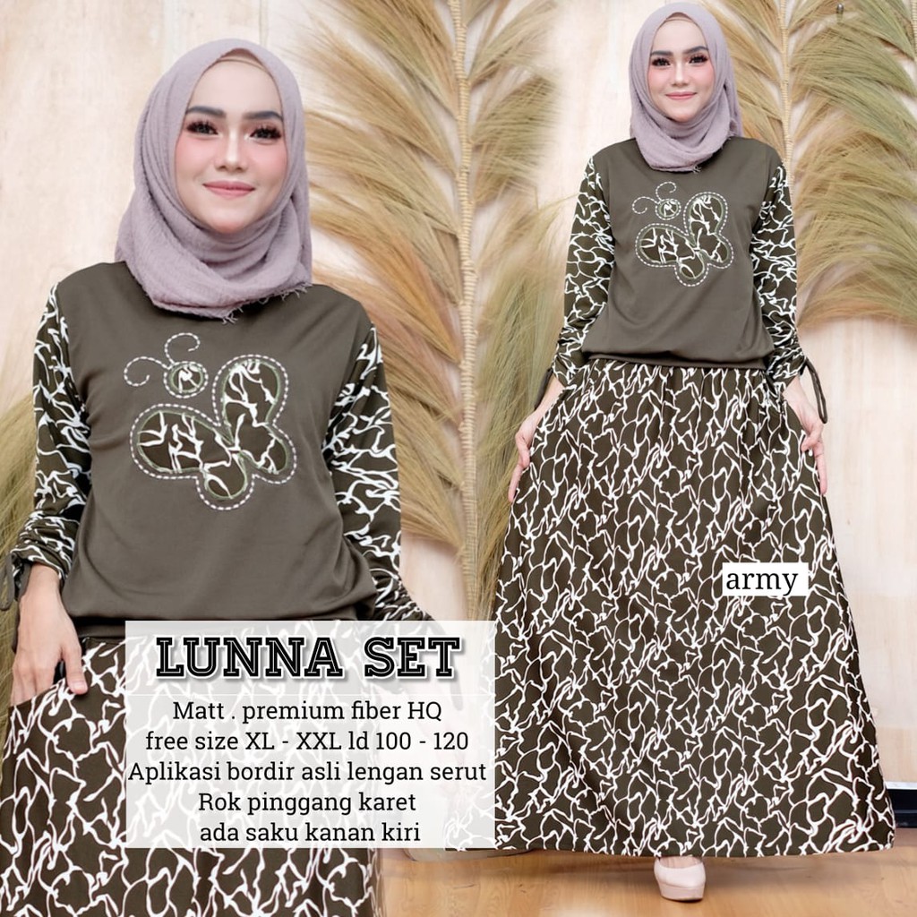 LUNNA SET SETELAN ROK BAJU MUSLIMAH LUNA SET STELAN LUNNA SET SETELAN ROK BAJU MUSLIMAH LUNA SET STELAN
