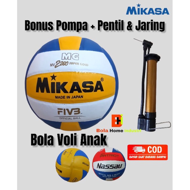 Bola Voli Murah Bonus Pompaan. Bola Voli Mikasa MV2200 Super Gold. Bola Volley Mikasa Buat Anak. Bola Voli Anak. Bola Volly / Voly