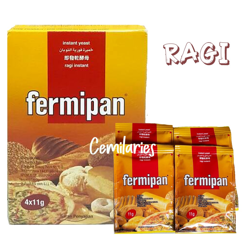 

Fermipan Ragi yeast Sachet 11g / Box 4x11g (INSTANT YEAST / RAGI KERING / RAGI DONAT / RAGI ROTI)