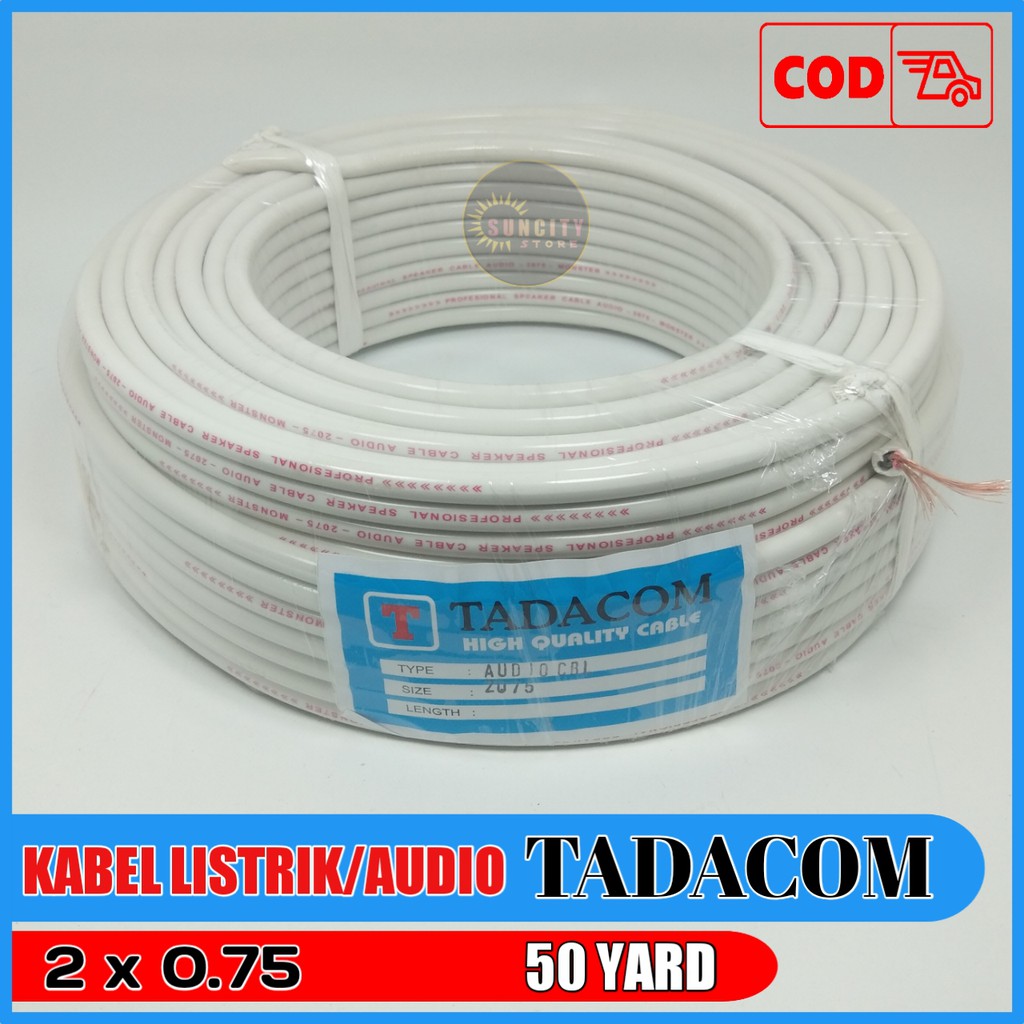 Tadacom Kabel Listrik / Audio HYO 2 x 0.75 - 50 Yard - Putih &amp; Hitam