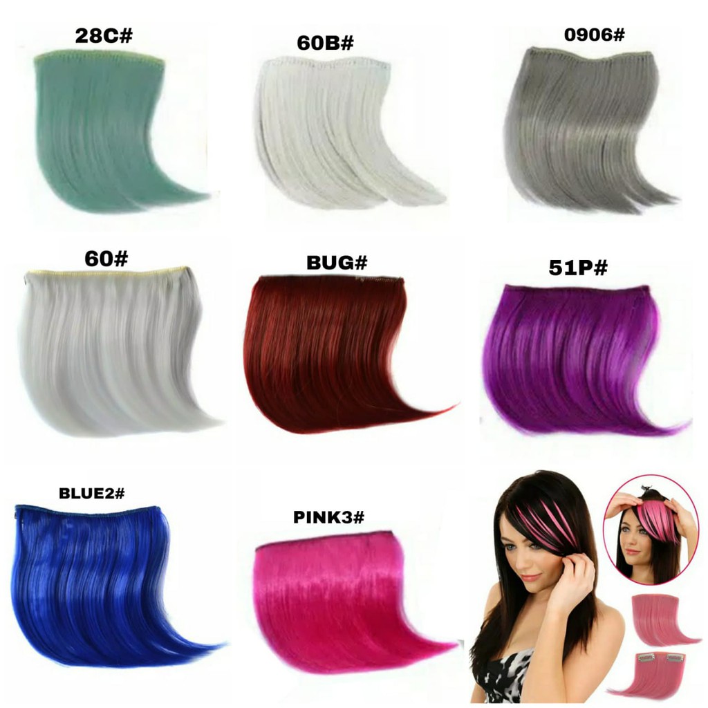 Hair Clip Extension Rambut Poni Palsu Wig Keriting Alami