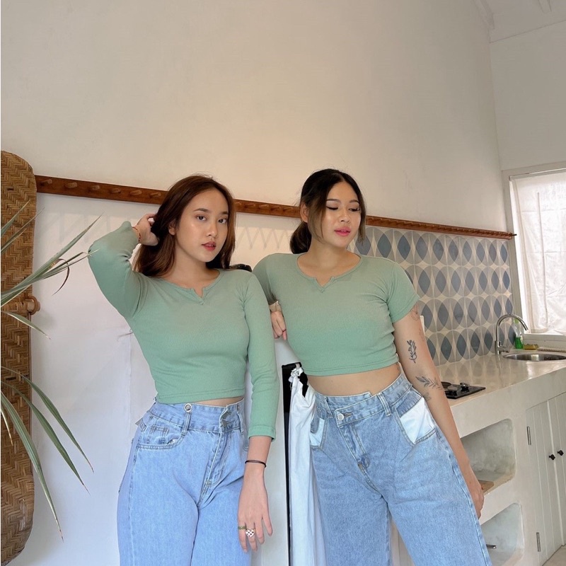 BEFAST - ZEC OOTD Wanita Kaos TANYA / Vanela Top Lengan Panjang / Lengan Pendek / Kaos Wanita Crop / Kaos Crop Kekiniaan Remaja Wanita / Tshirt Crop Trendy / Terlaris / Kaos Polos Crop / OOTD Korean Style