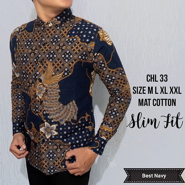 CHL33 KEMEJA BATIK PRIA SLIM FIT MEWAH LINABATIKDISTRO UNIK BAJU BATIK PRIA BEST SELLER