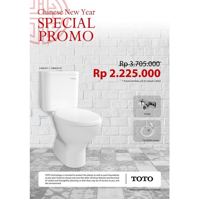 CLOSET DUDUK TOTO CW637J /SW637JP XDV646EAS
