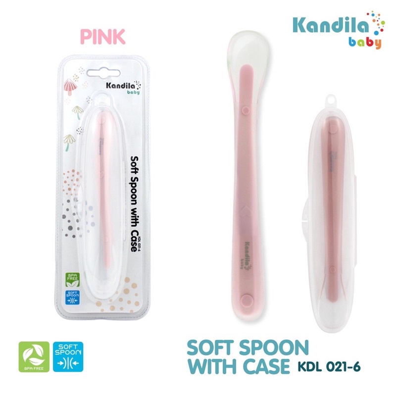 Terensu Sendok Makan Bayi Silikon Sendok MPASI bayi Teether Gigitan Bayi + Case Box Traveling // Kandila Spoon Sendok Silikon With BOX Gigitan Bayi KDL021-11