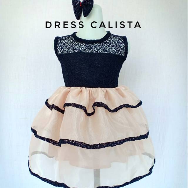 Dress Pesta Anak Modern Dress Calista Brokat Mix Organza