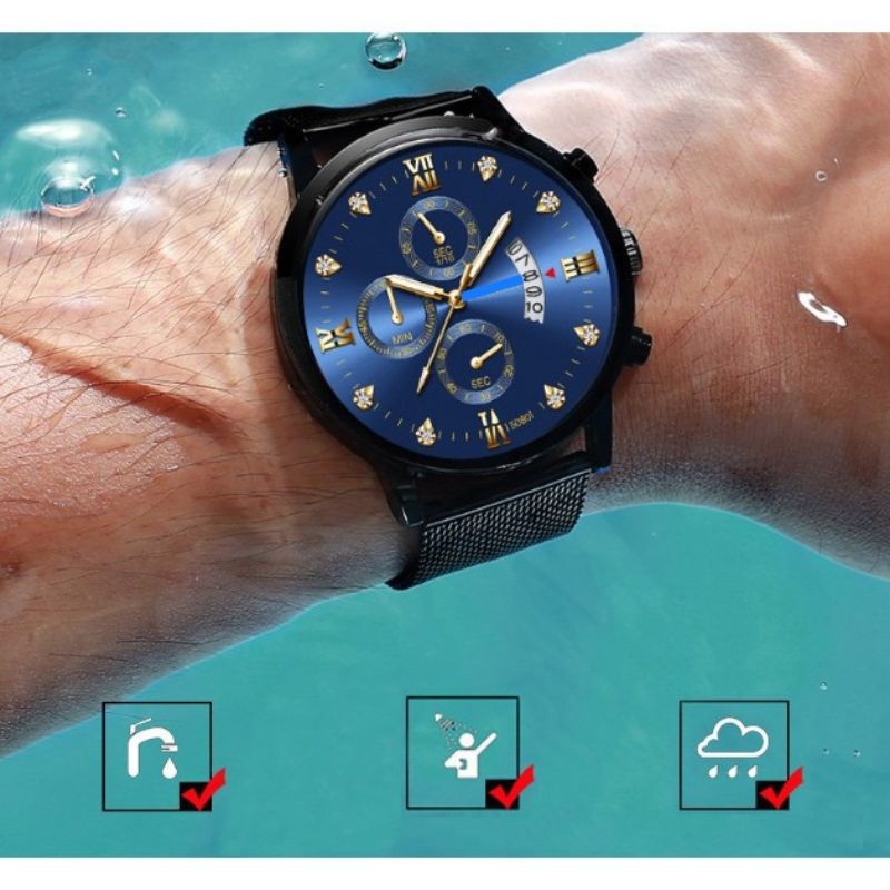 (BISA COD) Jam Tangan Pria FINITE Anti Air + Anti Gores Kronograf Quartz Business Waterproof Kalender Quartz Watch