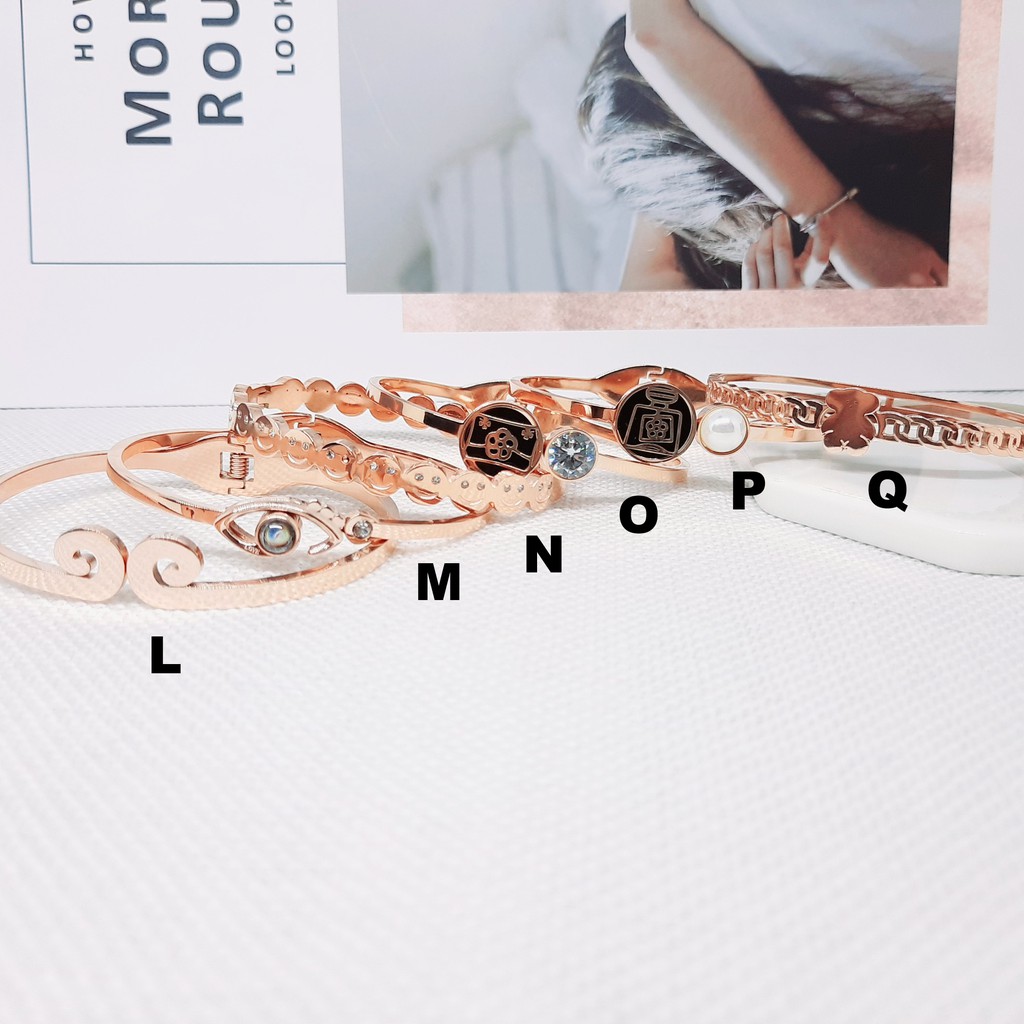 Gelang Titanium Cantik Bangle Rose Gold Anti Karat Luntur - BB520