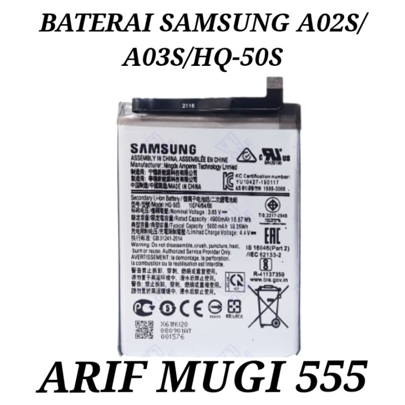 BATERAI BATRE BATTERY SAMSUNG A02S/A03S HQ-50S ORIGINAL