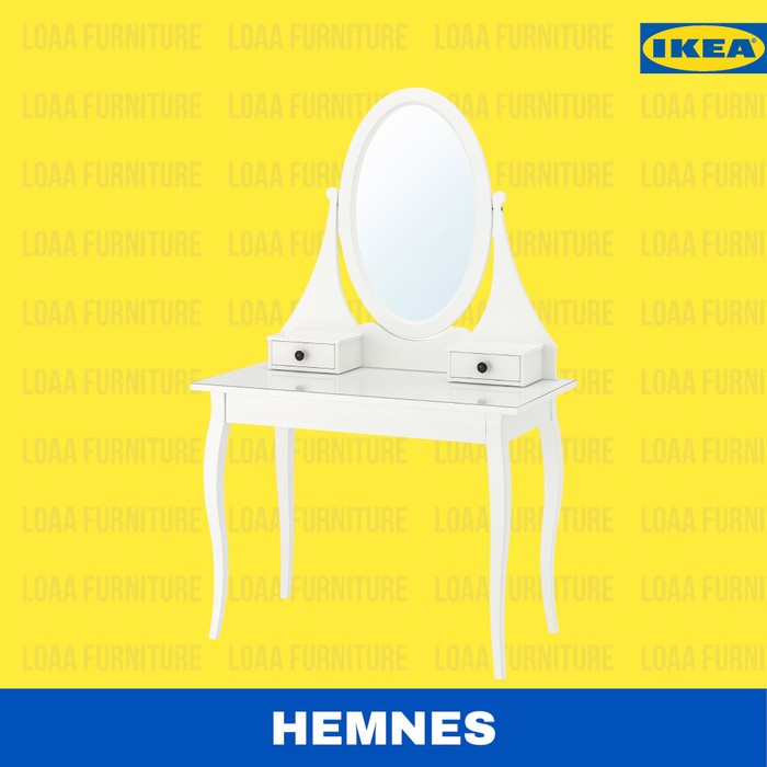 Jual Meja Rias 100x50 Cm - Dengan Cermin - HEMNES IKEA - Putih - Putih ...