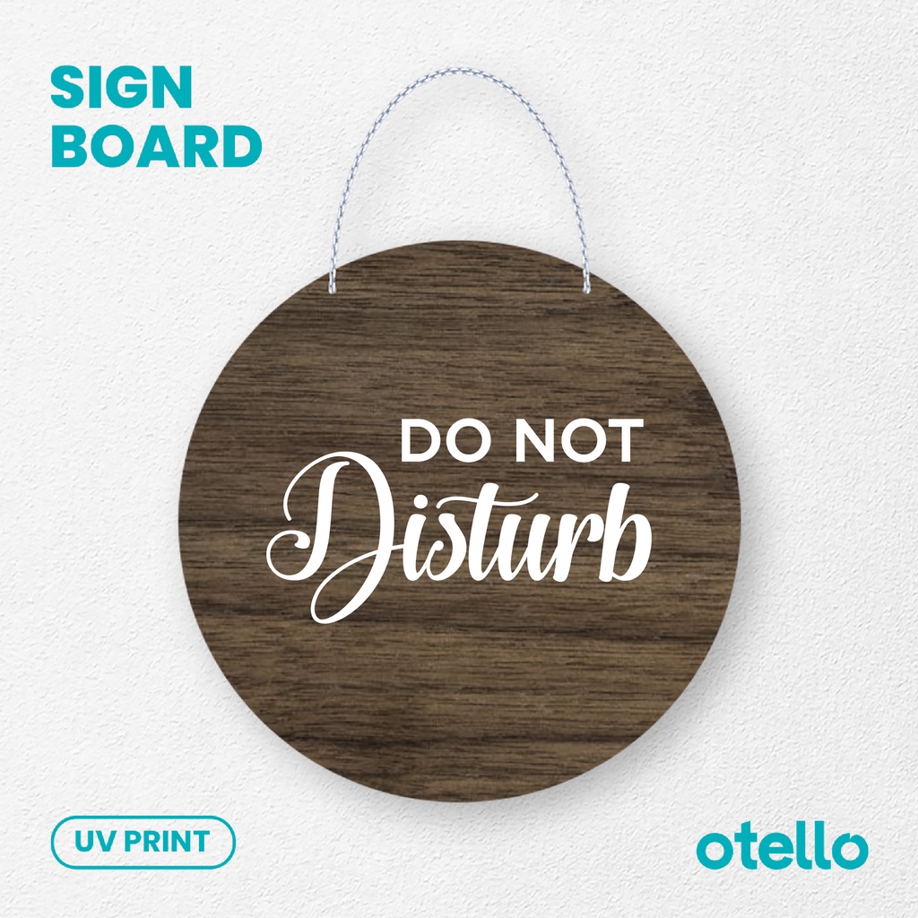 Otello - Signage Do Not Disturb Sign Kayu Wooden Papan Peringatan Label Tulisan Gantungan Dinding Rantai