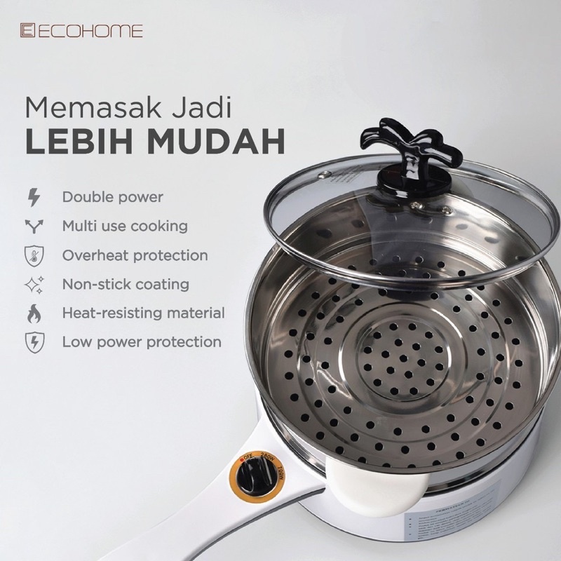 Ecohome Elektrik Multi Cooker Panci elektrik serbaguna panci multi fungsi