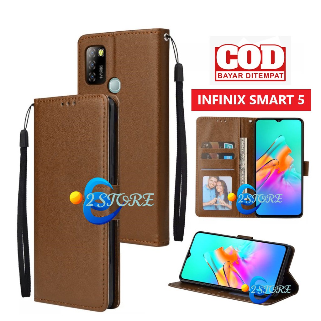Flip case INFINIX SMART 5 model flip ada tempat foto dan kartu flip cover bisa standing ada tali