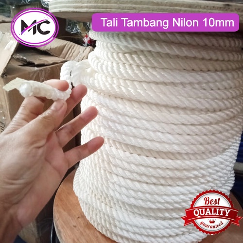 Tali Tambang Besar Nilon Nylon Rope 10mm 12mm 14mm Pengikat Barang Putih Halus Qualitas Eksport Tali Kapal Ikat Sapi Lembu Domba Kambing Kerbau