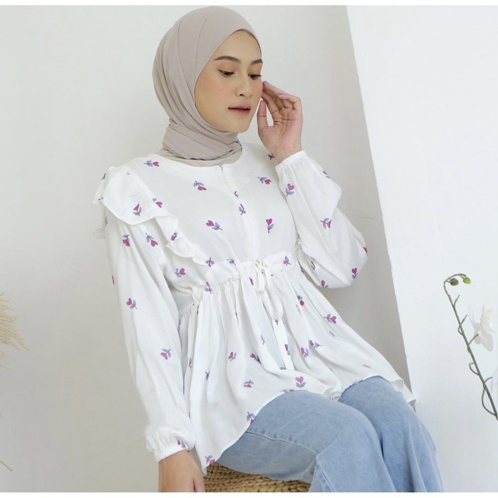 CASHA - ZFS OOTD Blouse KEIN / NANDO TULIP RAYON DIAMOND / Blouse Wanita Kekinian / Blouse Pinggang 