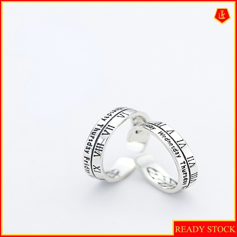 [Ready Stock]S925 Silver Simple Personality Couple Ring Retro Fashion