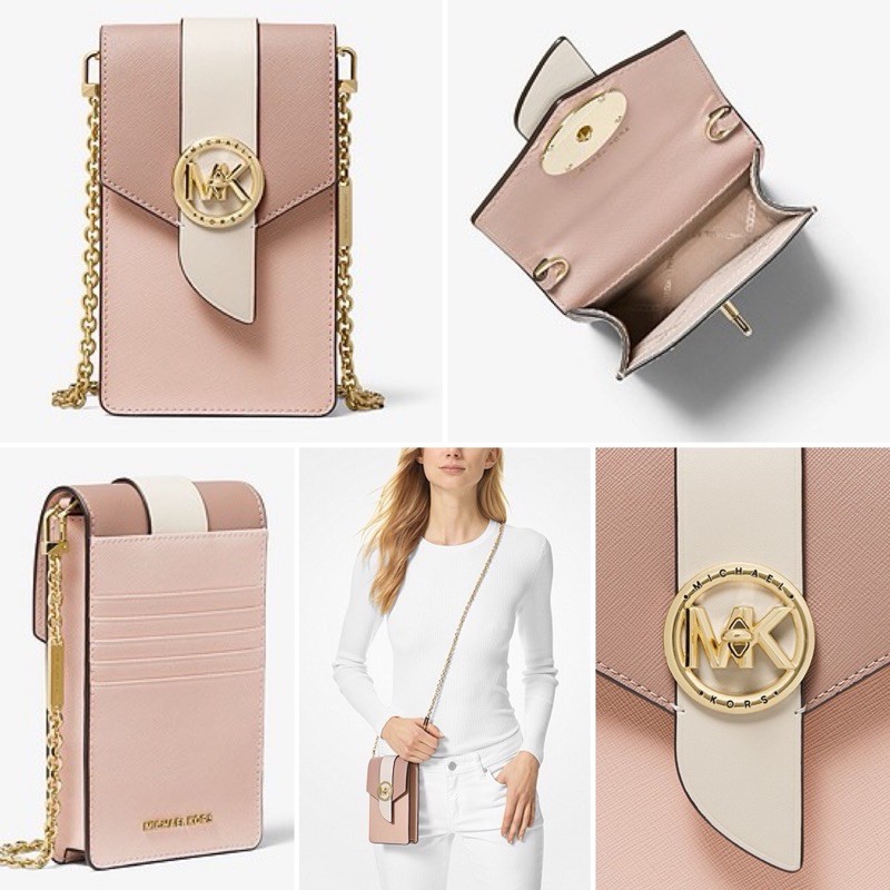 PO MICHAEL KORS Small Tri-Color Saffiano Leather Smartphone Crossbody Bag MK phone