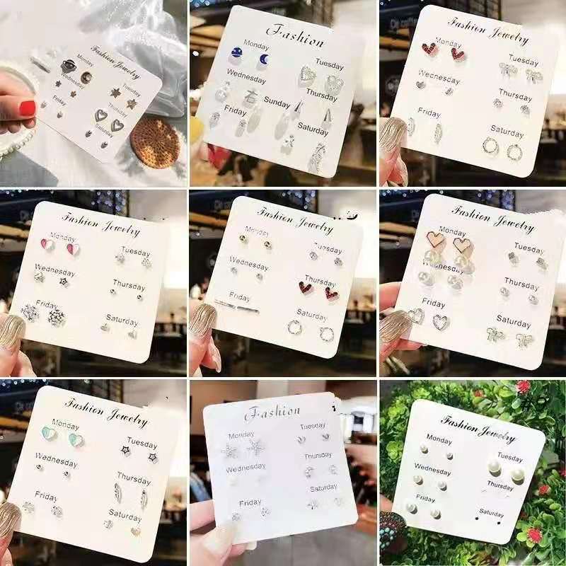 6 Pasang Anting Tusuk Simple Kreatif Gaya Korea