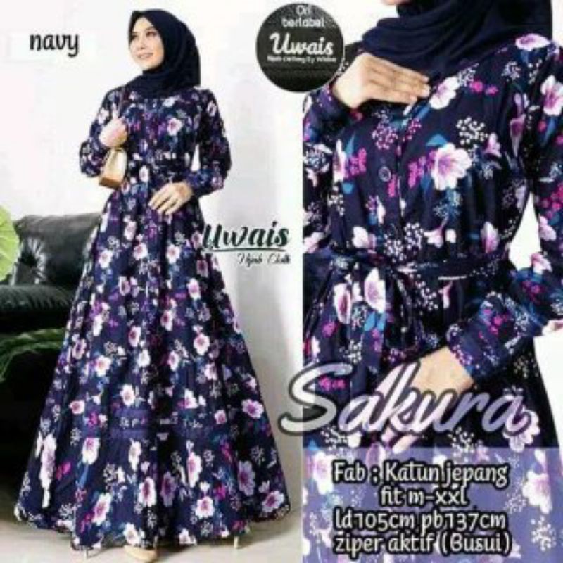 GAMIS BUSUI KATUN JEPANG MOTIF BUNGA SAKURA TERBARU