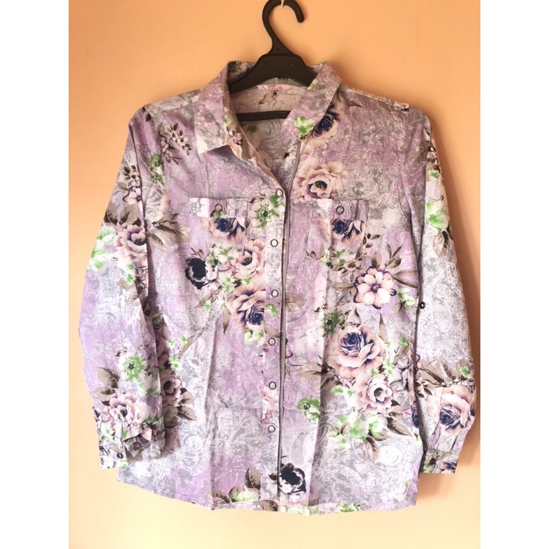 Preloved by And - Lilac Floral Blouse by TOPTEN