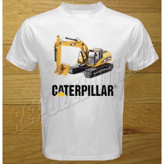 Kaos putih distro caterpillar excavator Terlaris
