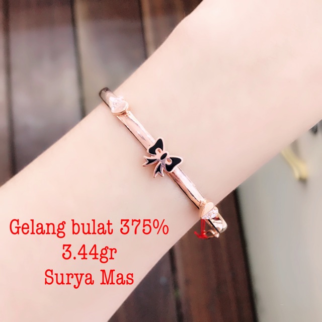 Gelang bulat emas asli 375%