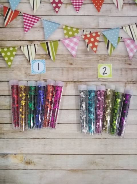 Sequin payet ramborci gliter bunga bintang warna warni set 6 warna