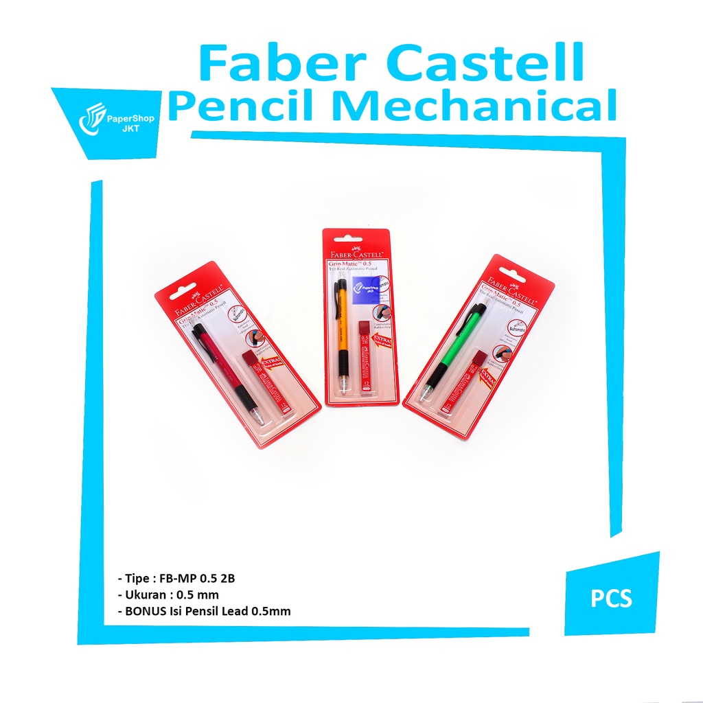 

FABER CASTELL - Auto Grip Matic 0.5 mm - Pensil Mekanik Free Isi Pensil - Set