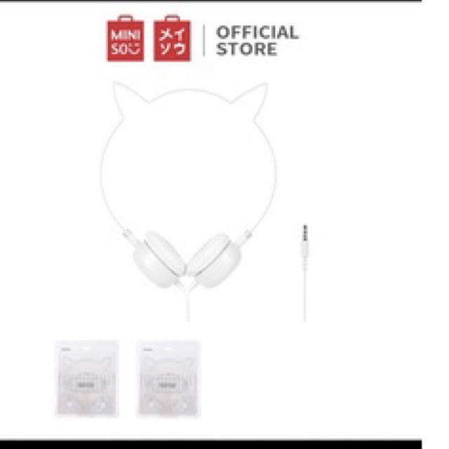 Miniso Headset Headphone earphone On Ear kabel Telinga Kucing Cat Ears Original New