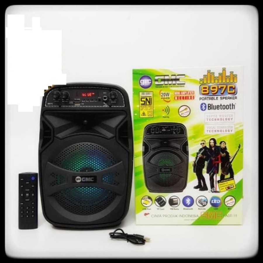 COD SPEAKER BLUETOOTH PROTABLE 8 INCH GMC-897C PLUS MIC KARAOKE X-BASS + REMOTE / SPEAKER SALON AKTIF X-BASS GMC-897C / SPEAKER KARAOKE 8 INCH GMC-897C