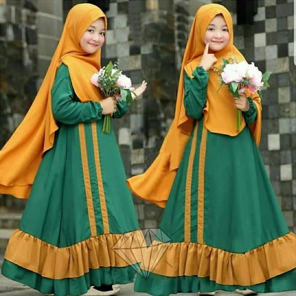 Murah Best Jk Rona Syari Kid Ijo Botol Busana Muslim Anak Terbaru Baju Gamis Anak Modern Bk Shopee Indonesia