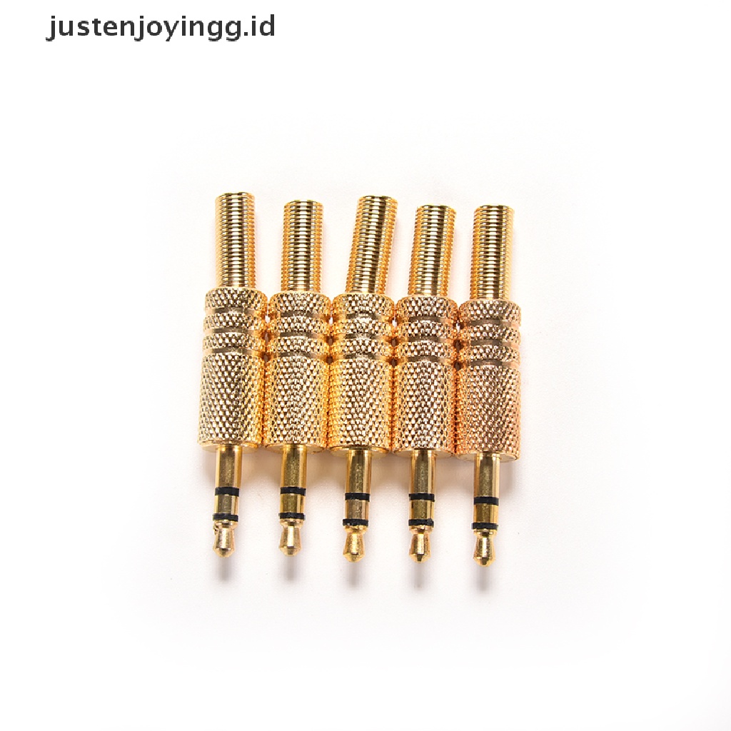 1pc Adapter Konektor Jack Audio Stereo Male 3.5mm 1 / 8 &quot;Lapis Emas