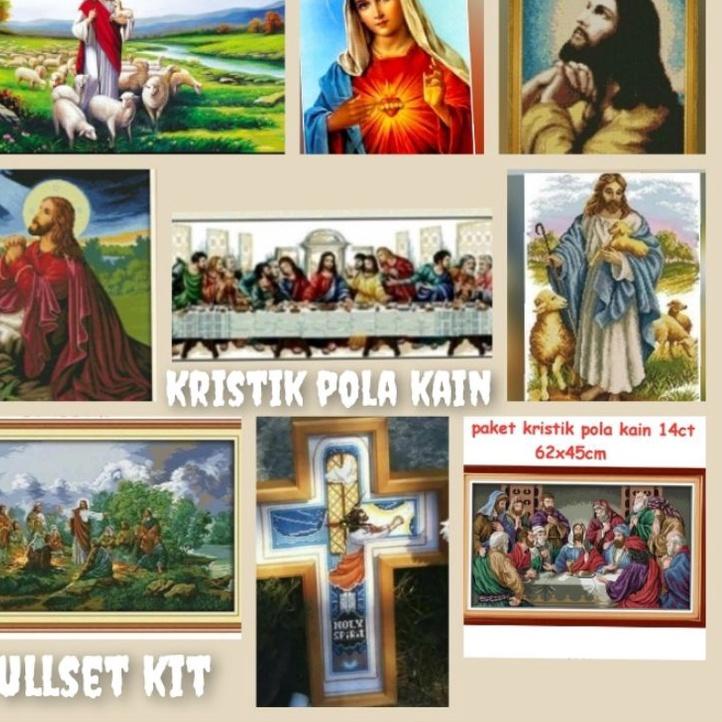 Big Sale.. Paket kristik rohani Yesus last supper kwan im orang anak wanita kakek nenek perjamuan ku