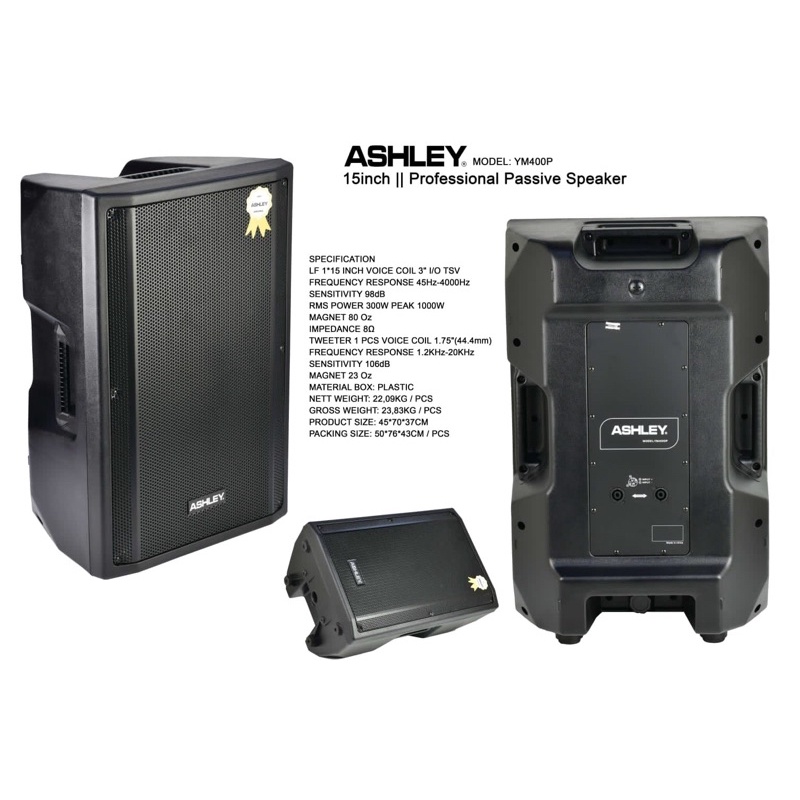 Speaker pasif portable 15" ashley ym400p 300watt