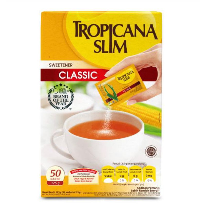 

Tropicana Slim Sweetener Classic 50 Sachet/rendah kalori Anda dan mencegah penyakit diabetes