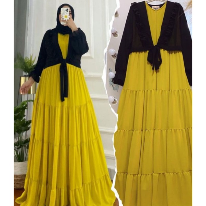 Gamis polos set rompi terbaru anggita dress