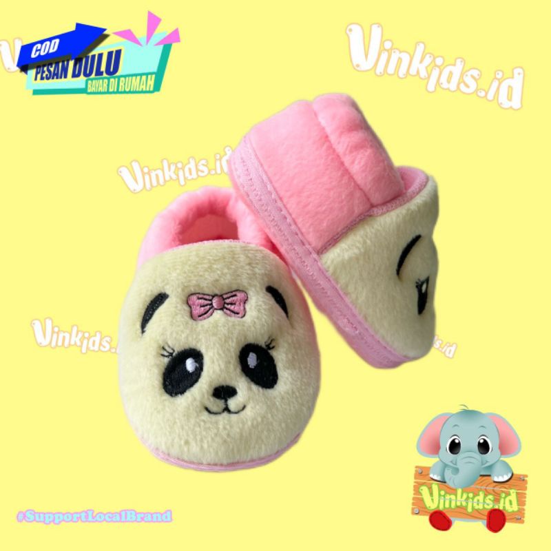 Sepatu Bayi Laki Laki Perempuan 0 12 Bulan Karakter Kartun Lucu Panda Pink Muda / Prewalker