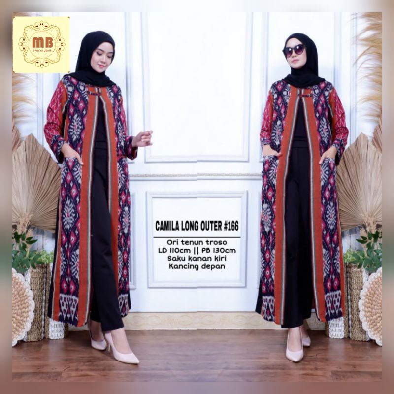 long outer lengan panjang camila  batik wanita ld 110 tenun ori jepara