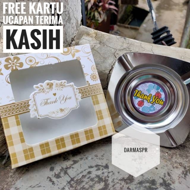 Souvenir Asbak Stainless Kemasan Box + Sticker Terima Kasih Sovenir Pernikahan Murah isi 50pcs