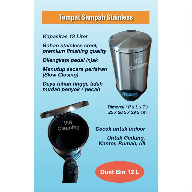 Tempat Sampah Stainless 12 L dengan Pedal ( Dustbin 12 L )