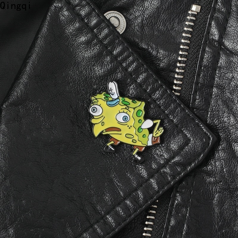 Bros Pin Enamel Bentuk Kartun Sponge Meme Untuk Tas Jeans