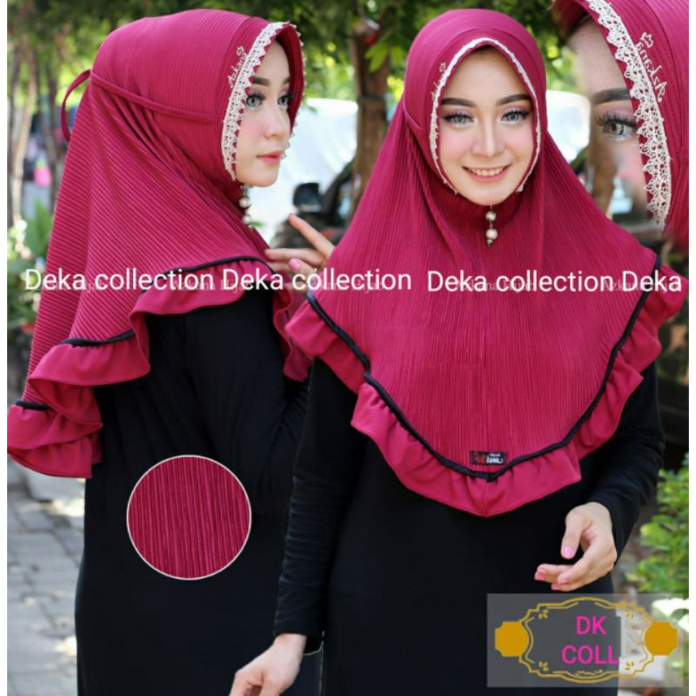 Jilbab Bergo Maryam Plisket Renda Les Hitam